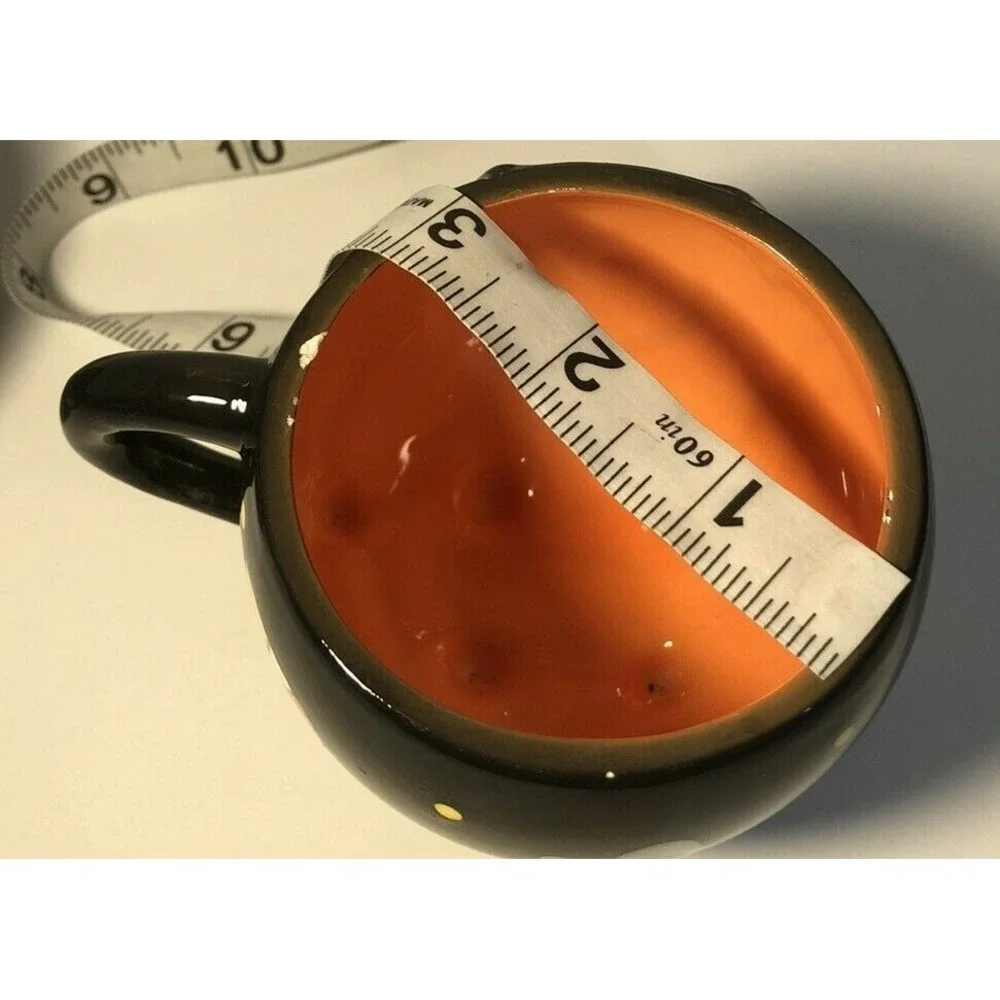 Halloween Black Cat Ghost Ceramic Mug Footed Cauldron Coffee Cup Orange Black